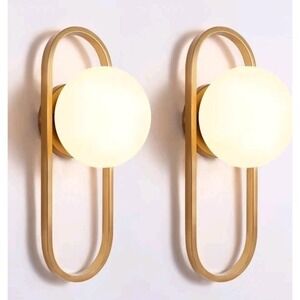 Bektas Gold Wall Lamp Sconces Set of 2 with White Globe Glass Shade